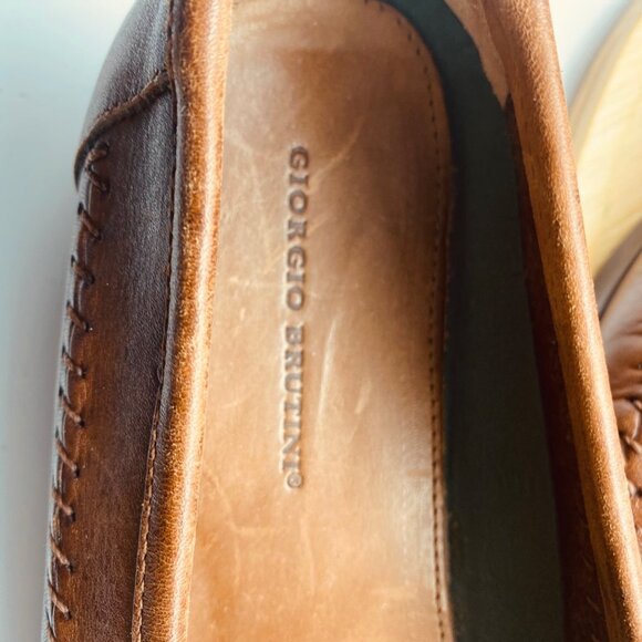 Giorgio Brutini Le Glove Men Aruba Brown Leather Weave Woven Tassel Loafers Sz 9